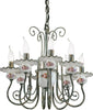 Lampadario-Classico-Sanremo-Metallo-E-Ceramica-Verde-Sfumato-Oro-8-Luci-E14