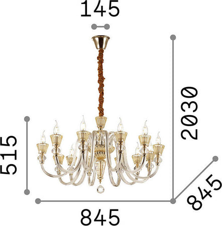 Lampadario-Classico-Strauss-Vetro-Oro-12-Luci-E14