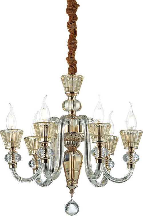 Lampadario-Classico-Strauss-Vetro-Oro-6-Luci-E14