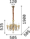 Lampadario-Classico-Strauss-Vetro-Oro-6-Luci-E14