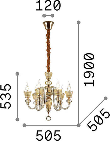 Lampadario-Classico-Strauss-Vetro-Oro-6-Luci-E14