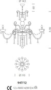 Lampadario-classico-Sylcom-DANDOLO-947-12-E14-LED-vetro-murano-sospensione
