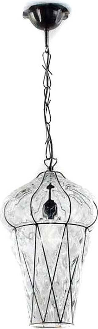 Lampadario-classico-Sylcom-TIEPOLO-1443-24-INOX-E14-LED-acciaio-vetro-soffiato-sospensione