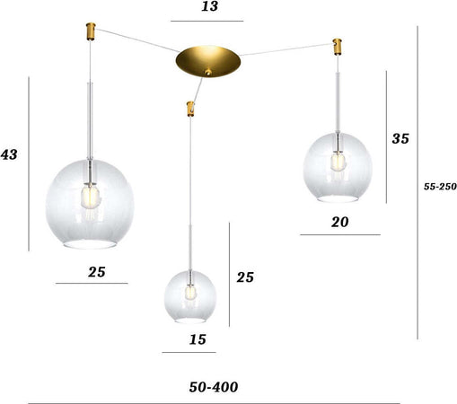 Lampadario-classico-Top-Light-FUTURE-1155-OS-S3-S-MIX-TR-E27-LED-vetro-pirex-soffiato-lampada-soffitto