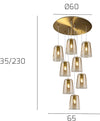Lampadario-classico-Top-Light-SHADED-1164OS-S8-T-AM-vetro-lampada-soffitto