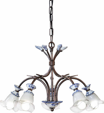 Lampadario-Classico-Vicenza-Metallo-E-Ceramica-Nero-Sfumato-Rame-5-Luci-E14