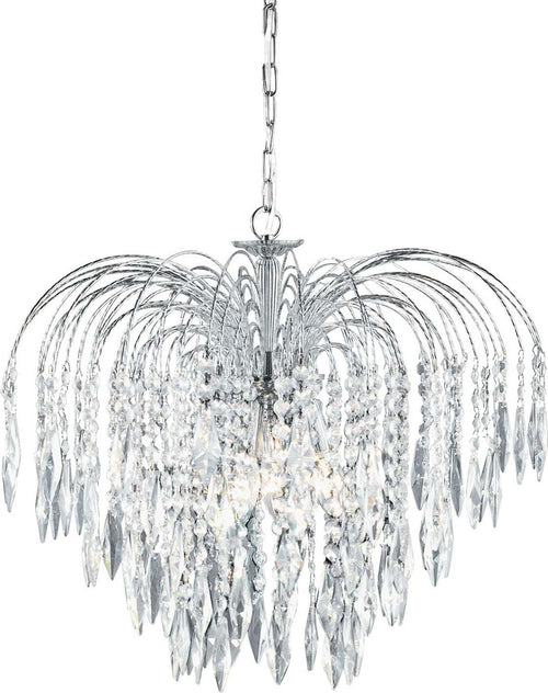 Lampadario-Classico-Waterfall-Acciaio-Cromo-Cristallo-5-Luci-E14