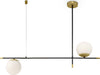 Lampadario-Contemporanea-Nostalgia-Metallo-Oro-Opaco-2-Luci-Diffusori-Bianchi