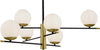 Lampadario-Contemporanea-Nostalgia-Metallo-Oro-Opaco-6-Luci-Diffusori-Bianchi