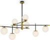 Lampadario-Contemporanea-Nostalgia-Metallo-Oro-Opaco-9-Luci-Diffusori-Bianchi