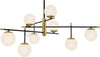 Lampadario-Contemporanea-Nostalgia-Metallo-Oro-Opaco-9-Luci-Diffusori-Bianchi