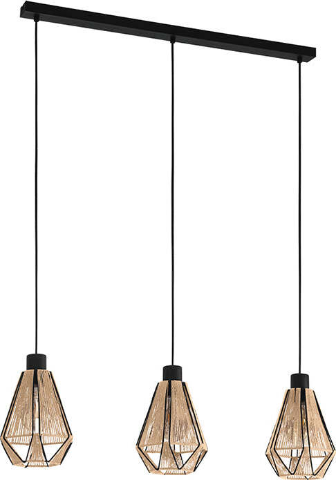 Lampadario-Contemporaneo-Adwickle-3-Luci-Metallo-Nero-E-Tessuto