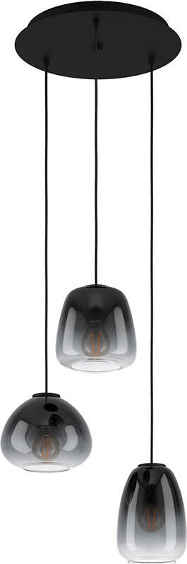 Lampadario-Contemporaneo-Aguilares-3-Luci-Pendenti-Metallo-Nero