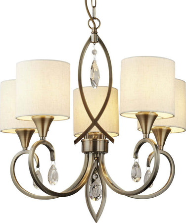 Lampadario-Contemporaneo-Alberto-Acciaio-Ottone-Vetro-Bianco-5-Luci-E14