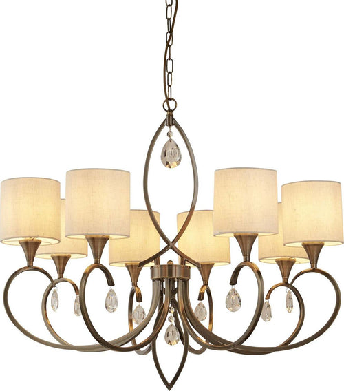 Lampadario-Contemporaneo-Alberto-Acciaio-Ottone-Vetro-Bianco-8-Luci-E14