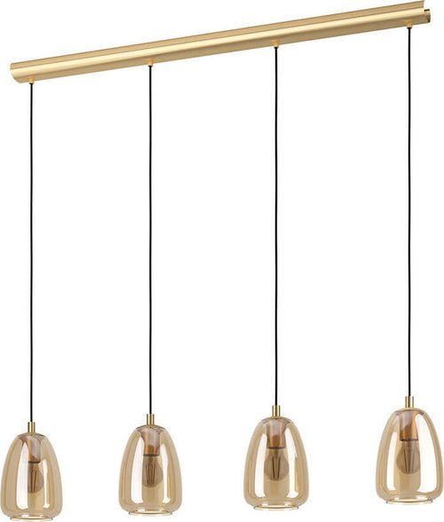 Lampadario-Contemporaneo-Alobrase-4-Luci-Metallo-Ottone-Spazzolato