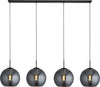 Lampadario-Contemporaneo-Amsterdam-Acciaio-Nero-Vetro-Fumè-4-Luci-E27