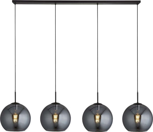 Lampadario-Contemporaneo-Amsterdam-Acciaio-Nero-Vetro-Fumè-4-Luci-E27
