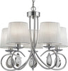 Lampadario-Contemporaneo-Angelica-Acciaio-Cromo-Tessuto-Bianco-5-Luci-E14