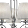 Lampadario-Contemporaneo-Angelica-Acciaio-Cromo-Tessuto-Bianco-5-Luci-E14