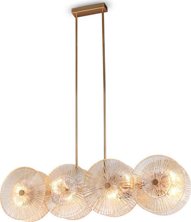 Lampadario-Contemporaneo-Aster-Lineare-Metallo-Oro-8-Luci-Con-Diffusore-In-Vetro
