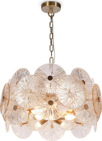 Lampadario-Contemporaneo-Aster-Metallo-Oro-8-Luci-Con-Diffusore-In-Vetro