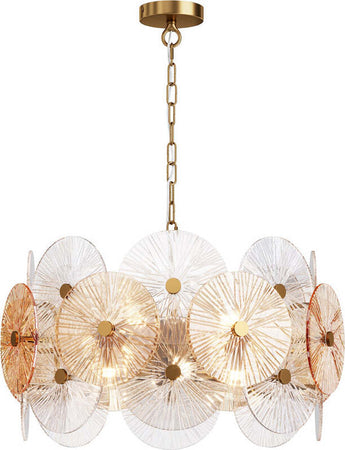 Lampadario-Contemporaneo-Aster-Metallo-Oro-8-Luci-Con-Diffusore-In-Vetro
