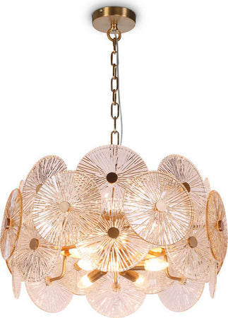 Lampadario-Contemporaneo-Aster-Metallo-Oro-8-Luci-Con-Diffusore-In-Vetro