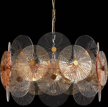 Lampadario-Contemporaneo-Aster-Metallo-Oro-8-Luci-Con-Diffusore-In-Vetro