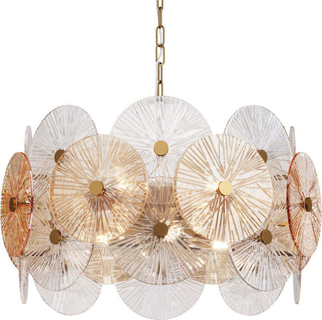 Lampadario-Contemporaneo-Aster-Metallo-Oro-8-Luci-Con-Diffusore-In-Vetro