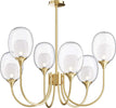Lampadario-Contemporaneo-Aura-Struttura-In-Metallo-Ottone-6-Luci-Diffusori-Vetro