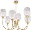 Lampadario-Contemporaneo-Aura-Struttura-In-Metallo-Ottone-6-Luci-Diffusori-Vetro