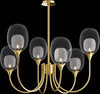 Lampadario-Contemporaneo-Aura-Struttura-In-Metallo-Ottone-6-Luci-Diffusori-Vetro