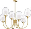 Lampadario-Contemporaneo-Aura-Struttura-In-Metallo-Ottone-6-Luci-Diffusori-Vetro
