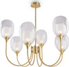 Lampadario-Contemporaneo-Aura-Struttura-In-Metallo-Ottone-6-Luci-Diffusori-Vetro