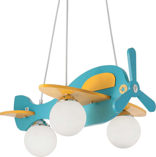 Lampadario-Contemporaneo-Avion-Legno-Azzurro-3-Luci-E14