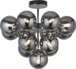 Lampadario-Contemporaneo-Bacca-Acciaio-Cromo-Vetro-Fumè-13-Luci-G9