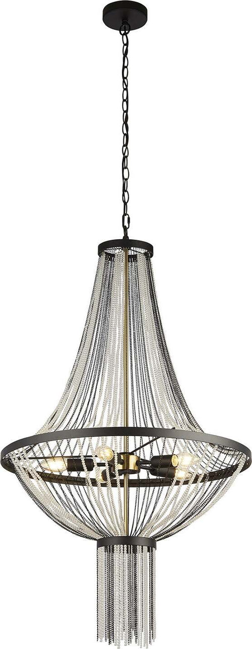 Lampadario-Contemporaneo-Baguette-Acciaio-Nero-Policarbonato-Ottone-5-Luci-E14