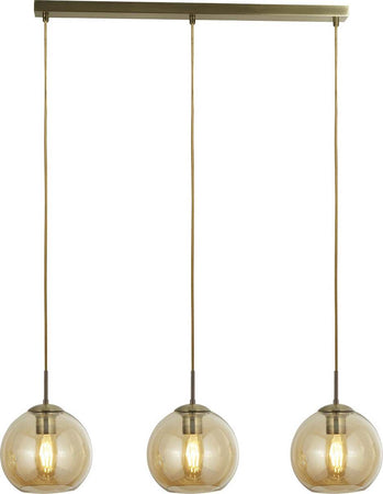 Lampadario-Contemporaneo-Balls-Acciaio-Adjustable-Vetro-Ambra-3-Luci-E27