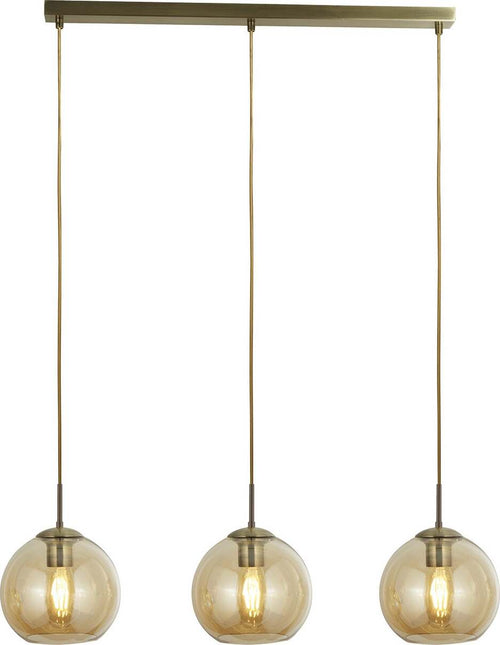 Lampadario-Contemporaneo-Balls-Acciaio-Adjustable-Vetro-Ambra-3-Luci-E27