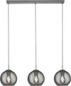 Lampadario-Contemporaneo-Balls-Acciaio-Cromo-Vetro-Fumè-3-Luci-E27