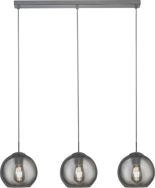 Lampadario-Contemporaneo-Balls-Acciaio-Cromo-Vetro-Fumè-3-Luci-E27