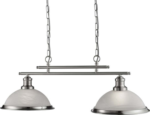Lampadario-Contemporaneo-Bistro-Acciaio-Argento-Vetro-2-Luci-E27