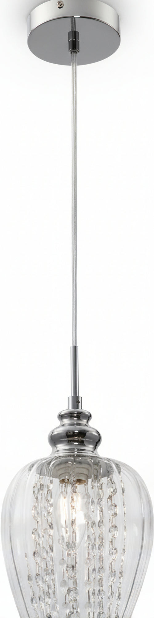 Lampadario-Contemporaneo-Blues-Metallo-Nichel-1-Luce-Diffusore-Vetro-Trasparente