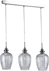 Lampadario-Contemporaneo-Blues-Metallo-Nichel-3-Luci-Diffusori-Vetro-Trasparente
