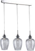 Lampadario-Contemporaneo-Blues-Metallo-Nichel-3-Luci-Diffusori-Vetro-Trasparente