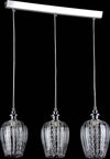 Lampadario-Contemporaneo-Blues-Metallo-Nichel-3-Luci-Diffusori-Vetro-Trasparente