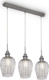 Lampadario-Contemporaneo-Blues-Metallo-Nichel-3-Luci-Diffusori-Vetro-Trasparente