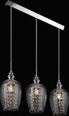 Lampadario-Contemporaneo-Blues-Metallo-Nichel-3-Luci-Diffusori-Vetro-Trasparente