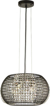 Lampadario-Contemporaneo-Cage-Acciaio-Nero-Vetro-Trasparente-4-Luci-G9